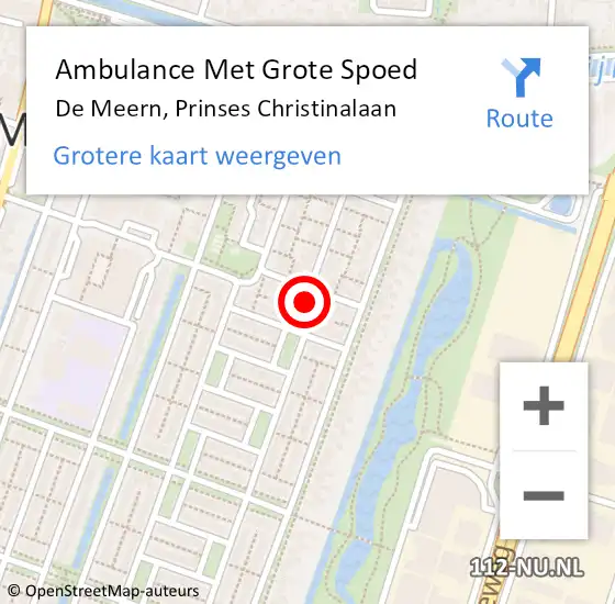 Locatie op kaart van de 112 melding: Ambulance Met Grote Spoed Naar De Meern, Prinses Christinalaan op 10 juni 2021 18:44