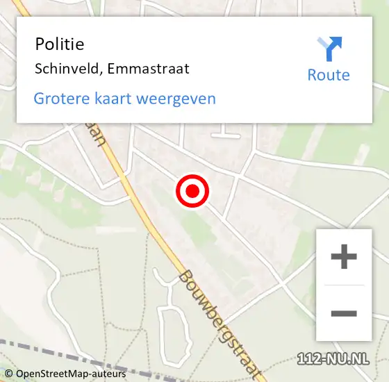 Locatie op kaart van de 112 melding: Politie Schinveld, Emmastraat op 10 juni 2021 19:00