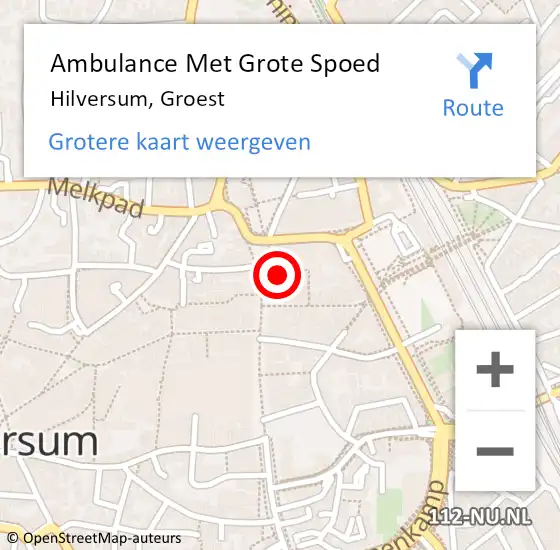 Locatie op kaart van de 112 melding: Ambulance Met Grote Spoed Naar Hilversum, Groest op 10 juni 2021 19:01