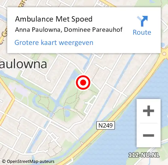 Locatie op kaart van de 112 melding: Ambulance Met Spoed Naar Anna Paulowna, Dominee Pareauhof op 10 juni 2021 19:18