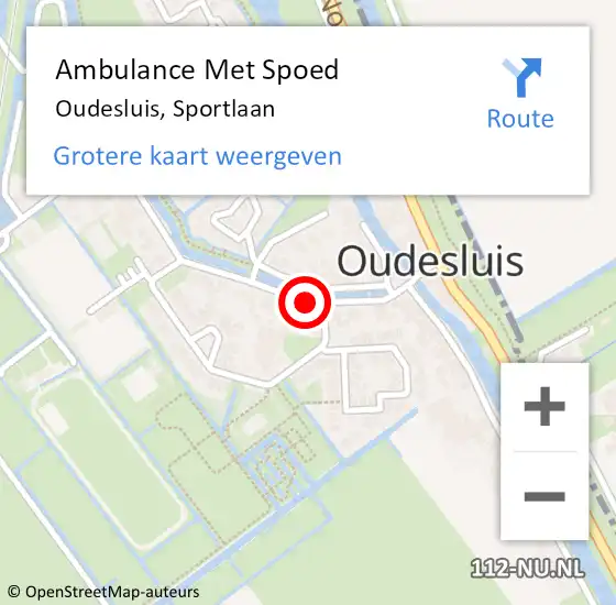 Locatie op kaart van de 112 melding: Ambulance Met Spoed Naar Oudesluis, Sportlaan op 10 juni 2021 19:43