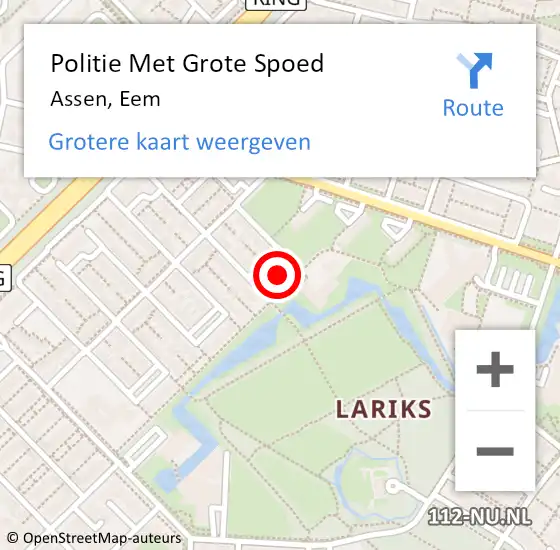 Locatie op kaart van de 112 melding: Politie Met Grote Spoed Naar Assen, Eem op 10 juni 2021 19:53