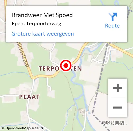 Locatie op kaart van de 112 melding: Brandweer Met Spoed Naar Epen, Terpoorterweg op 10 juni 2021 19:56