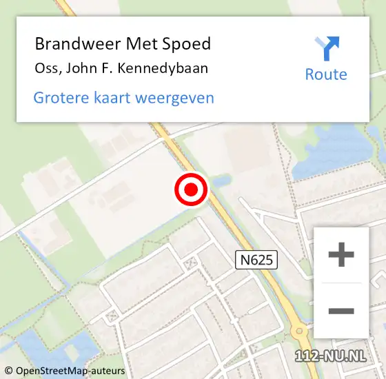 Locatie op kaart van de 112 melding: Brandweer Met Spoed Naar Oss, John F. Kennedybaan op 10 juni 2021 19:58