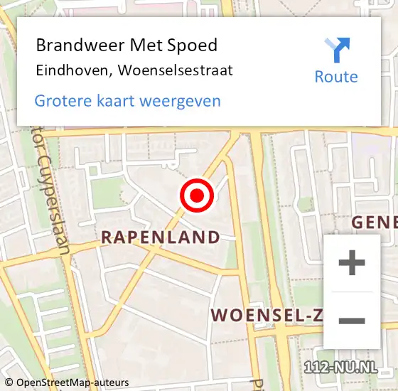 Locatie op kaart van de 112 melding: Brandweer Met Spoed Naar Eindhoven, Woenselsestraat op 10 juni 2021 20:02