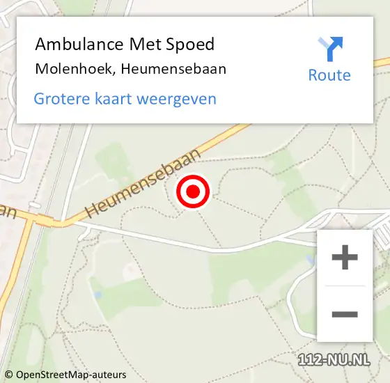 Locatie op kaart van de 112 melding: Ambulance Met Spoed Naar Molenhoek, Heumensebaan op 10 juni 2021 20:05