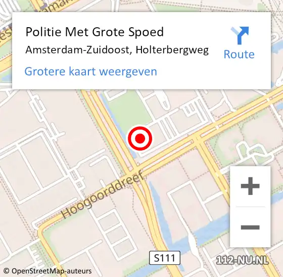 Locatie op kaart van de 112 melding: Politie Met Grote Spoed Naar Amsterdam-Zuidoost, Holterbergweg op 10 juni 2021 20:15