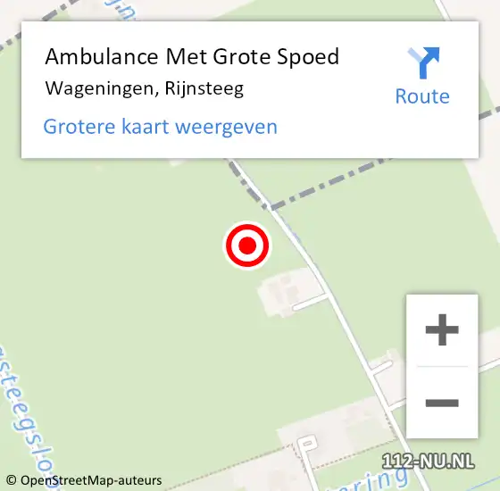 Locatie op kaart van de 112 melding: Ambulance Met Grote Spoed Naar Wageningen, Rijnsteeg op 10 juni 2021 20:16