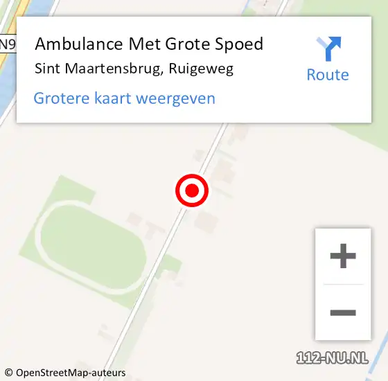 Locatie op kaart van de 112 melding: Ambulance Met Grote Spoed Naar Sint Maartensbrug, Ruigeweg op 10 juni 2021 20:41