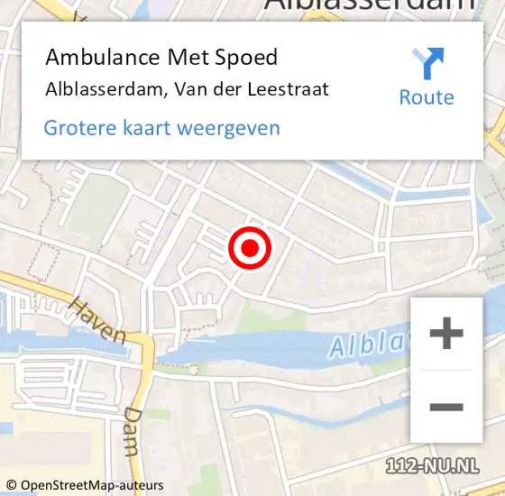Locatie op kaart van de 112 melding: Ambulance Met Spoed Naar Alblasserdam, Van der Leestraat op 10 juni 2021 20:54