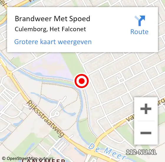 Locatie op kaart van de 112 melding: Brandweer Met Spoed Naar Culemborg, Het Falconet op 12 juni 2014 22:17