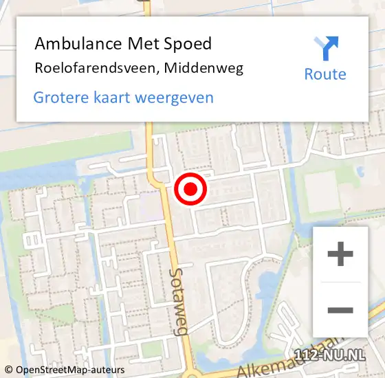 Locatie op kaart van de 112 melding: Ambulance Met Spoed Naar Roelofarendsveen, Middenweg op 10 juni 2021 21:13