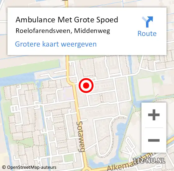 Locatie op kaart van de 112 melding: Ambulance Met Grote Spoed Naar Roelofarendsveen, Middenweg op 10 juni 2021 21:18