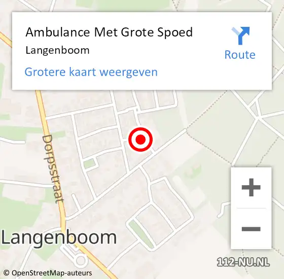 Locatie op kaart van de 112 melding: Ambulance Met Grote Spoed Naar Langenboom op 10 juni 2021 21:20