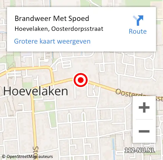 Locatie op kaart van de 112 melding: Brandweer Met Spoed Naar Hoevelaken, Oosterdorpsstraat op 10 juni 2021 21:25