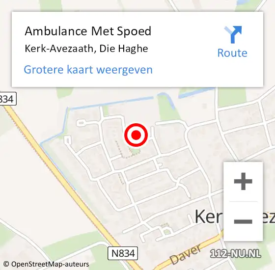 Locatie op kaart van de 112 melding: Ambulance Met Spoed Naar Kerk-Avezaath, Die Haghe op 10 juni 2021 21:27