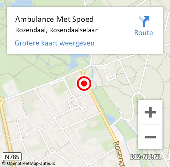 Locatie op kaart van de 112 melding: Ambulance Met Spoed Naar Rozendaal, Rosendaalselaan op 10 juni 2021 21:39