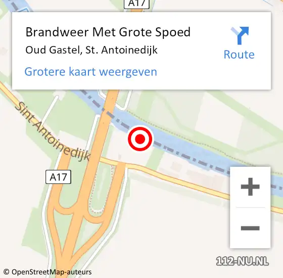 Locatie op kaart van de 112 melding: Brandweer Met Grote Spoed Naar Oud Gastel, St. Antoinedijk op 10 juni 2021 21:39