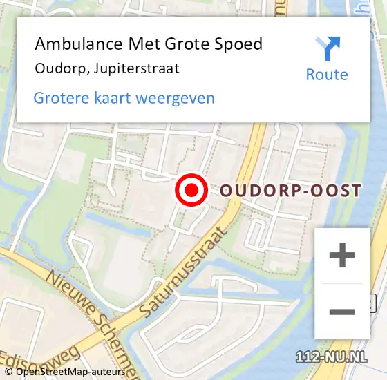 Locatie op kaart van de 112 melding: Ambulance Met Grote Spoed Naar Oudorp, Jupiterstraat op 10 juni 2021 21:48