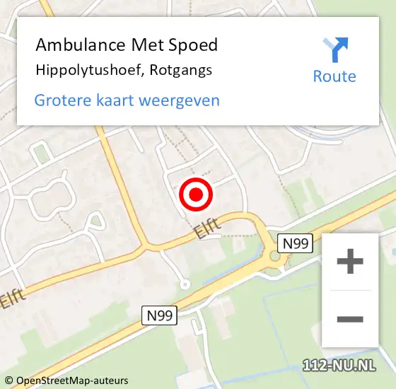 Locatie op kaart van de 112 melding: Ambulance Met Spoed Naar Hippolytushoef, Rotgangs op 10 juni 2021 21:53