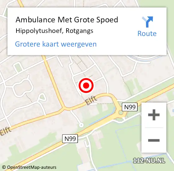 Locatie op kaart van de 112 melding: Ambulance Met Grote Spoed Naar Hippolytushoef, Rotgangs op 10 juni 2021 21:55