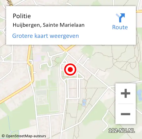 Locatie op kaart van de 112 melding: Politie Huijbergen, Sainte Marielaan op 10 juni 2021 22:04