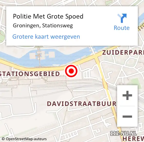 Locatie op kaart van de 112 melding: Politie Met Grote Spoed Naar Groningen, Stationsweg op 10 juni 2021 22:38