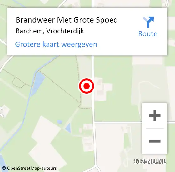 Locatie op kaart van de 112 melding: Brandweer Met Grote Spoed Naar Barchem, Vrochterdijk op 10 juni 2021 22:38