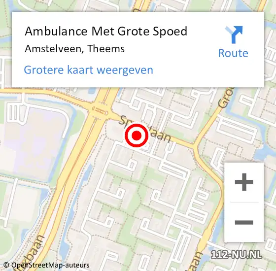 Locatie op kaart van de 112 melding: Ambulance Met Grote Spoed Naar Amstelveen, Theems op 10 juni 2021 22:39