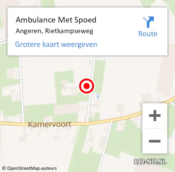 Locatie op kaart van de 112 melding: Ambulance Met Spoed Naar Angeren, Rietkampseweg op 10 juni 2021 22:50