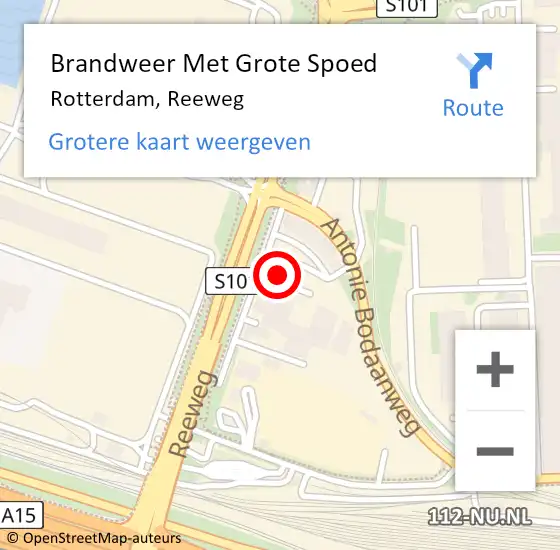 Locatie op kaart van de 112 melding: Brandweer Met Grote Spoed Naar Rotterdam, Reeweg op 10 juni 2021 22:50