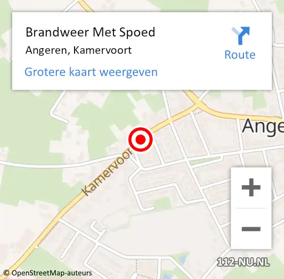 Locatie op kaart van de 112 melding: Brandweer Met Spoed Naar Angeren, Kamervoort op 10 juni 2021 22:52