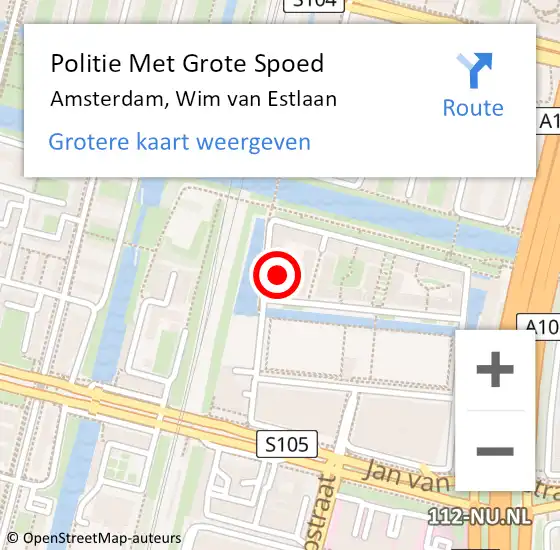 Locatie op kaart van de 112 melding: Politie Met Grote Spoed Naar Amsterdam, Wim van Estlaan op 10 juni 2021 22:53