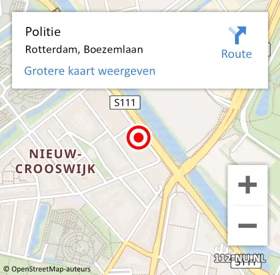 Locatie op kaart van de 112 melding: Politie Rotterdam, Boezemlaan op 10 juni 2021 23:13