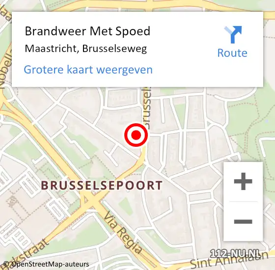 Locatie op kaart van de 112 melding: Brandweer Met Spoed Naar Maastricht, Brusselseweg op 10 juni 2021 23:14