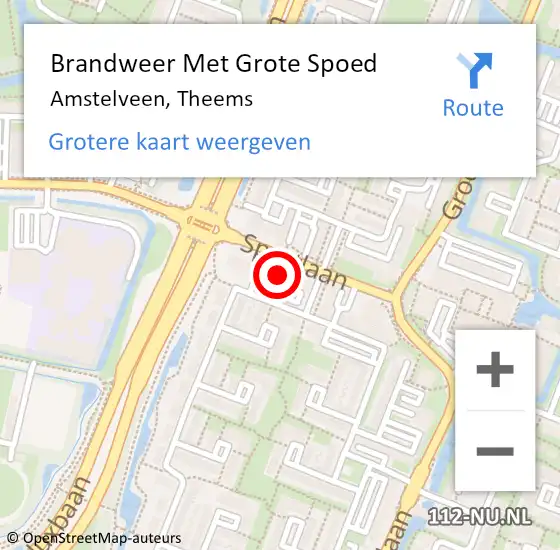 Locatie op kaart van de 112 melding: Brandweer Met Grote Spoed Naar Amstelveen, Theems op 10 juni 2021 23:16