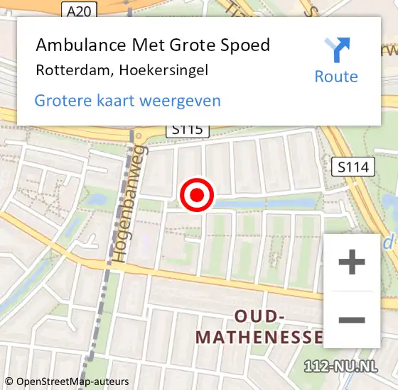 Locatie op kaart van de 112 melding: Ambulance Met Grote Spoed Naar Rotterdam, Hoekersingel op 10 juni 2021 23:18
