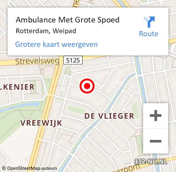Locatie op kaart van de 112 melding: Ambulance Met Grote Spoed Naar Rotterdam, Weipad op 10 juni 2021 23:24