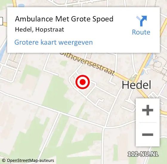Locatie op kaart van de 112 melding: Ambulance Met Grote Spoed Naar Hedel, Hopstraat op 10 juni 2021 23:30