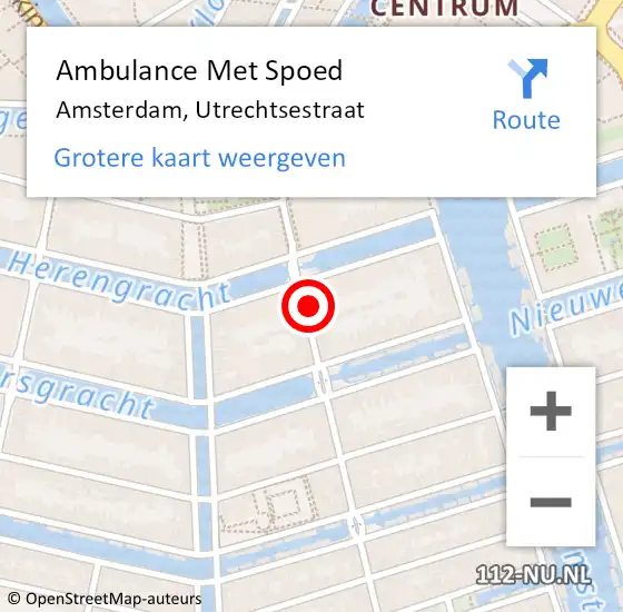 Locatie op kaart van de 112 melding: Ambulance Met Spoed Naar Amsterdam, Utrechtsestraat op 10 juni 2021 23:44