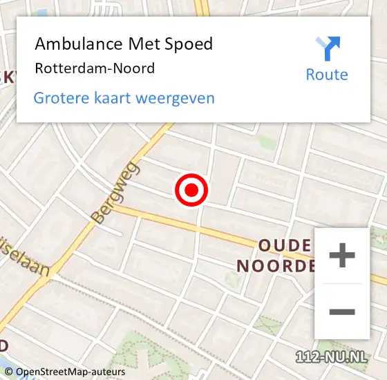 Locatie op kaart van de 112 melding: Ambulance Met Spoed Naar Rotterdam-Noord op 10 juni 2021 23:58