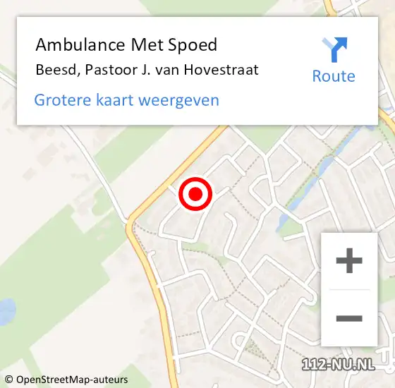 Locatie op kaart van de 112 melding: Ambulance Met Spoed Naar Beesd, Pastoor J. van Hovestraat op 10 juni 2021 23:59