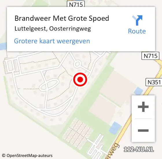 Locatie op kaart van de 112 melding: Brandweer Met Grote Spoed Naar Luttelgeest, Oosterringweg op 11 juni 2021 00:15