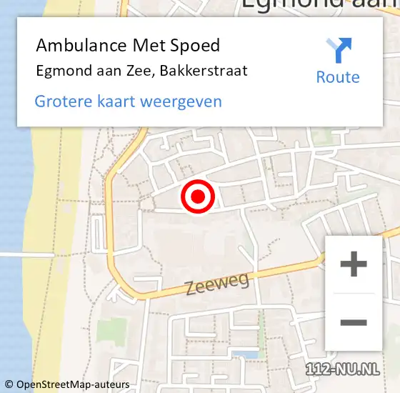 Locatie op kaart van de 112 melding: Ambulance Met Spoed Naar Egmond aan Zee, Bakkerstraat op 11 juni 2021 00:23