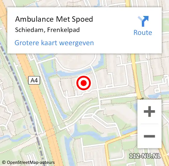 Locatie op kaart van de 112 melding: Ambulance Met Spoed Naar Schiedam, Frenkelpad op 11 juni 2021 00:39