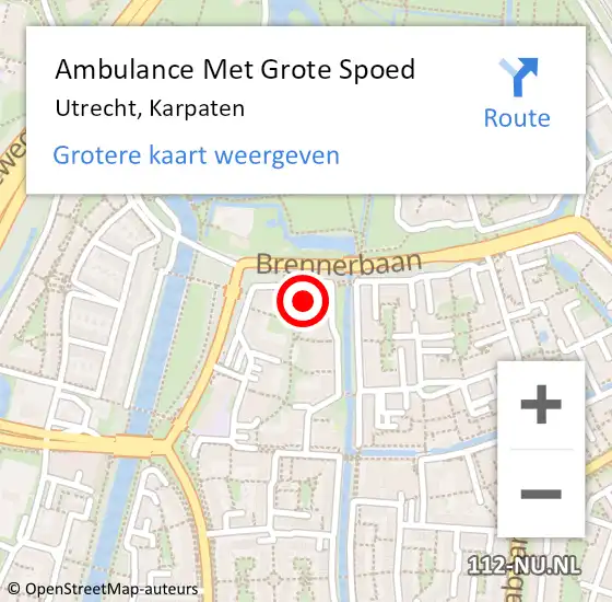 Locatie op kaart van de 112 melding: Ambulance Met Grote Spoed Naar Utrecht, Karpaten op 11 juni 2021 01:45