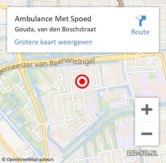 Locatie op kaart van de 112 melding: Ambulance Met Spoed Naar Gouda, van den Boschstraat op 11 juni 2021 02:42