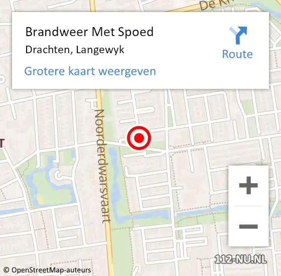 Locatie op kaart van de 112 melding: Brandweer Met Spoed Naar Drachten, Langewyk op 11 juni 2021 03:12