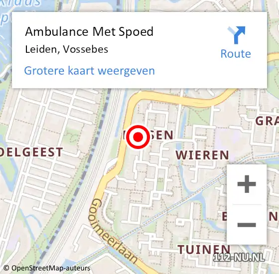 Locatie op kaart van de 112 melding: Ambulance Met Spoed Naar Leiden, Vossebes op 11 juni 2021 03:34