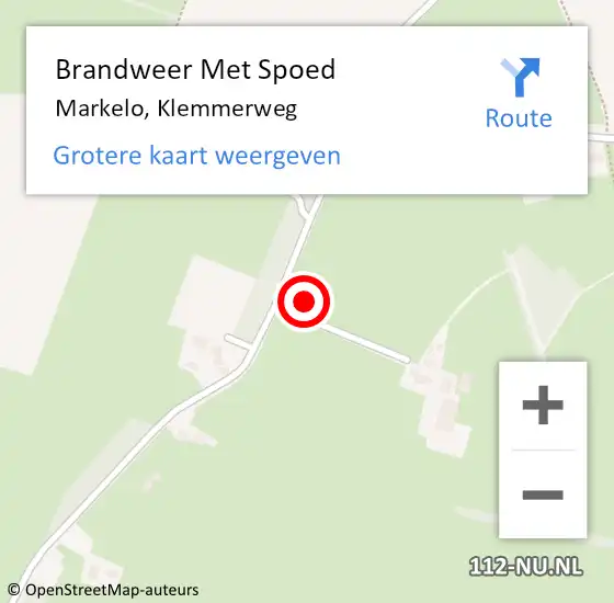 Locatie op kaart van de 112 melding: Brandweer Met Spoed Naar Markelo, Klemmerweg op 11 juni 2021 04:34